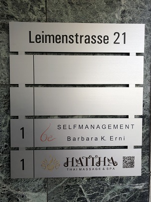 Company sign at Leimenstrasse 21 4051 Basel