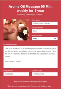 Subscription Aroma Oil Massage 90 Min weekly for 1 year