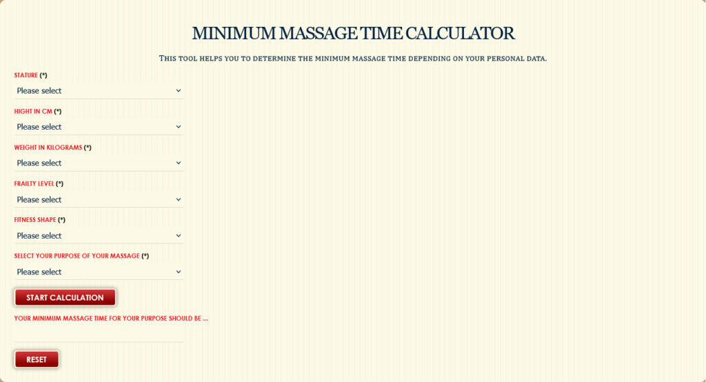 Minimum Massage Time Calculator